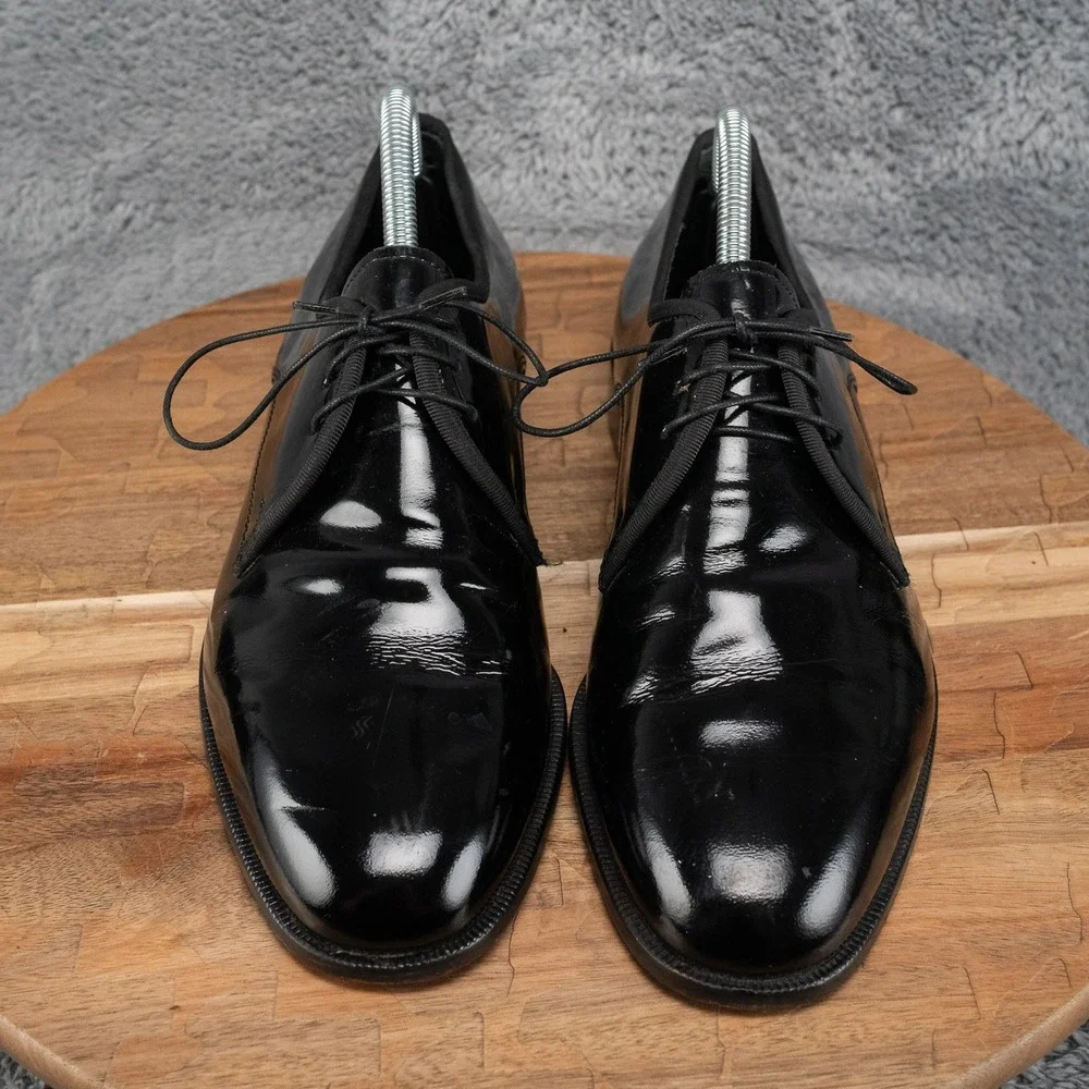 Men's 8.5 M PRONTO UOMO Black Patent Leather Derby Tuxedo Formal Prom Shoes
